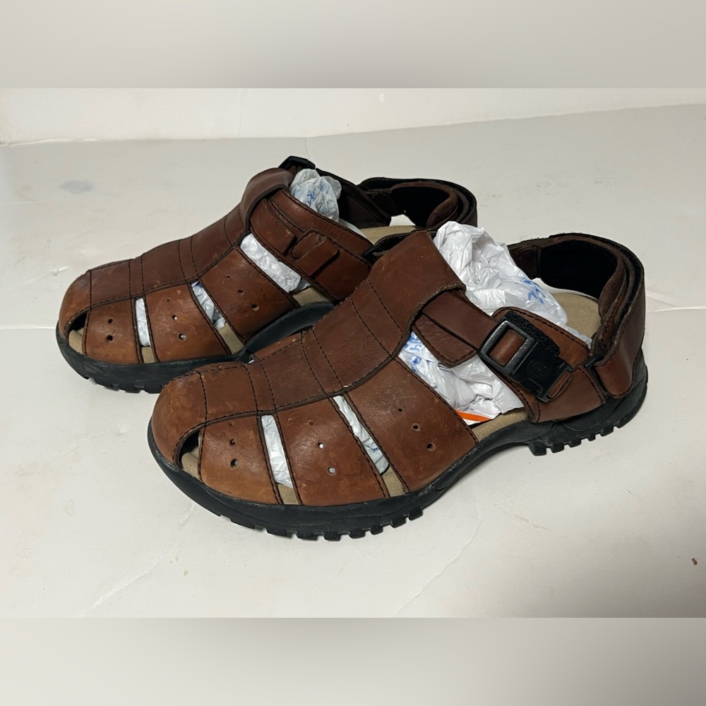 Teva Brown Leather Men Size 7  Fisherman Waterproof Sandal Y2K Chunky